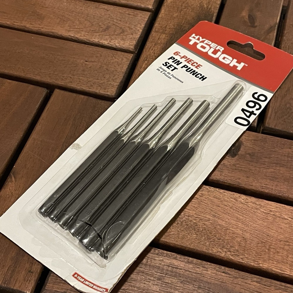 ✅Hyper Tough 6-Pc Pin Punch Set 1/16" to 5/16" Steel Tool TR70049B #️⃣0496